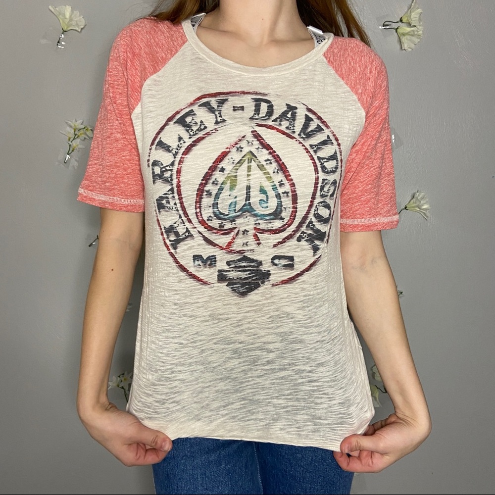 Pink Harley Davidson Baseball T-Shirt